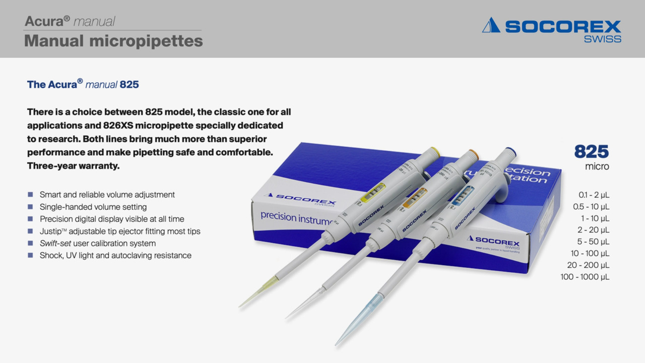 Acura® manual 825 Micropipettes