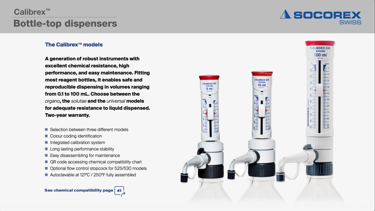 Calibrex™ solutae 530 Bottle-top dispensers