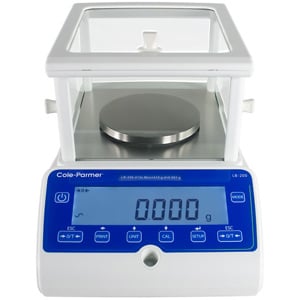 Cole-Parmer LB-200-213e Toploading Precision Balance, 210g Capacity x .001g Readability, External Calibration